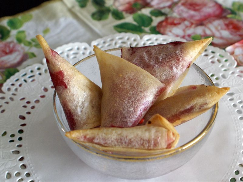 Samoussas framboises chocolat blanc<br/>